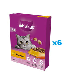 WHISKAS Adult 6x300 g kuiv täistoit maitsva kanaga täiskasvanud kassidele