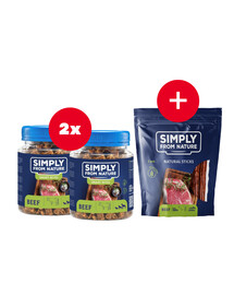 SIMPLY FROM NATURE Smart Bites Beef Trainers koertele 2 x 130 g + maiuspala TASUTA