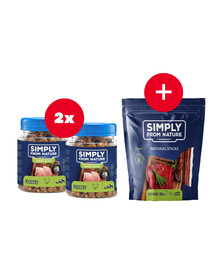 SIMPLY FROM NATURE Smart Bites Kodulinnuliha treenerid koertele 2 x 130 g + maiuspala TASUTA