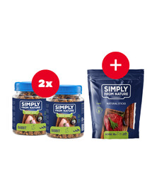 SIMPLY FROM NATURE Smart Bites küülikutreenerid koertele 2 x 130 g + maiuspala TASUTA