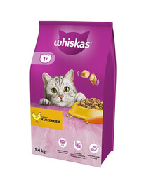 WHISKAS lt 1,4 kg kuiv täistoit täiskasvanud kassidele maitsva kanaga