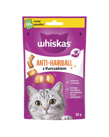 WHISKAS Anti-Hairball 50 g karvad eemaldavad maiustused täiskasvanud kassidele