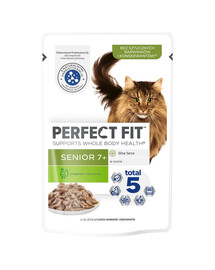 PERFECT FIT Senior 7+ kotike 12x85 g märg täistoit vanematele kassidele kalkuni ja porgandiga kastmes
