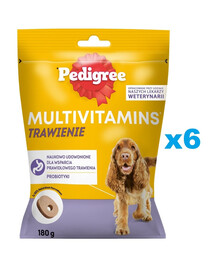 PEDIGREE Multivitamins Digestion lisatoit täiskasvanud koertele kana maitsega 6x180 g
