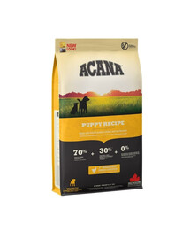 ACANA Puppy Recipe Puppy&junior dog 11.4 kg + FLEXI Automatic Leash New Classic XS Rope 3 m Black for FREE
