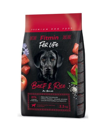 FITMIN Dog For Life Adult Beef Rice 2,5 kg kõikide tõugude koertele