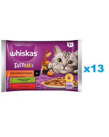 WHISKAS Adult kotike 52x85g Collection of Countryside Flavours märja kassitoidu kastmetükkidega lambaliha, kana ja porgandiga, veise- ja kodulinnulihaga