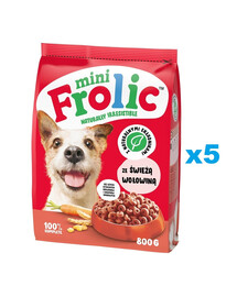 FROLIC Mini Naturally Irresistible 5x800 g Poolniiske väikeste tõugude koeratoit värske veiselihaga