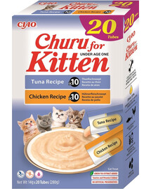 INABA Churu Cat Kitten 20x14g tuunikala ja kana kreemjas maiuspala kassipoegadele