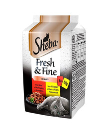 saszetka 6x50g Fresh & Fine - mokra karma dla kotów w sosie (z kurczakiem, z wołowiną, z kaczką)