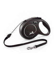 Smycz New Classic M Sznurek 8 m. Czarna. do 20 kg