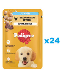 PEDIGREE Junior kotike 24x100g märgtoit kutsikatele marmelaaditükkides, mis sisaldab rohkelt kana