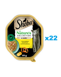 SHEBA Nature's Collection salv 22x85 g märg täistoit täiskasvanud kassidele tükkide ja kana kastmes