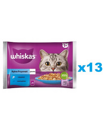WHISKAS Adult kotike 52x85g Fish Treats märgtoit täiskasvanud kassidele marmelaadiga: lõhe, tuunikala