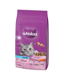 WHISKAS Sterile lõhega 1,4 kg kuivtoit steriliseeritud kassidele