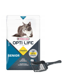 VERSELE-LAGA Opti Life Cat Senior Chicken 1 kg dla kotów seniorów + Łopatka do kuwety GRATIS