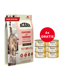 ACANA Indoor Entrée Cat 4,5 kg + APPLAWS Cat Adult Mousse Chicken mousse kanaga 6 x 70g TASUTA
