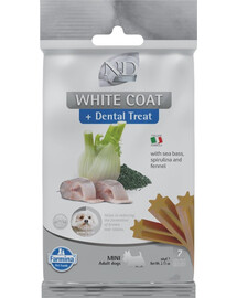 N&D White Dental Treat Coat Sea bass Mini 60 g (7 szt) przysmak dentystyczny dla psów ras małych