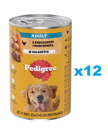 PEDIGREE Adult purk 12x1200g märg täistoit täiskasvanud koertele kana ja porgandiga marmelaadiga
