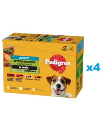 PEDIGREE Adult Valik maitseid köögiviljadega kastmes, 48x100g kotike, märgtoit täiskasvanud koertele, kana, veiseliha, kalkun, lambaliha