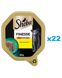 SHEBA Finesse tass 22x85 g märg täisväärtuslik toit täiskasvanud kassidele kana ja püree