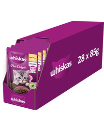 WHISKAS Junior kotike 28x85g märga kassipoegade toitu kana marmelaadiga