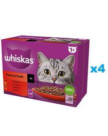 WHISKAS Adult kotike 48x85g Classic Meals märgtoit kassidele kastmetükkides veise-, kana-, lambaliha, kodulinnulihaga