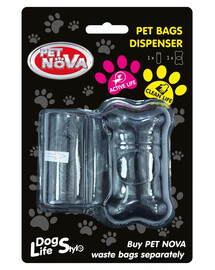 PET NOVA Dosaator väljaheitekottidele + rull 20 tk, must