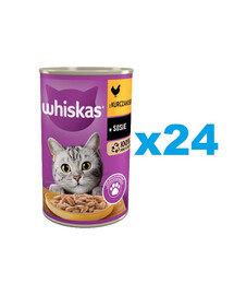 WHISKAS Adult 24x400 g märg täistoit täiskasvanud kassidele kana kastmega