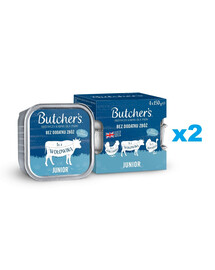BUTCHER'S Original Junior Mix smaków pasztet z kurczakiem, z wołowiną i z indykiem dla szczeniąt 8x150 g