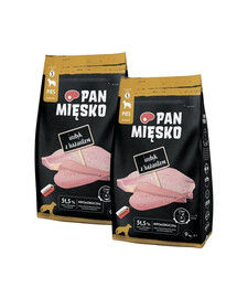 PAN MIĘSKO Indyk z bażantem karma dla psa chrupki S 2x9 kg