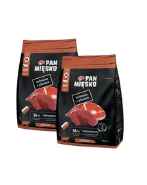 PAN MIĘSKO Wołowina z jeleniem dla kotów chrupki M 2x400 g