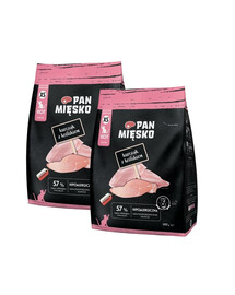 PAN MIĘSKO Kurczak z królikiem dla kociąt chrupki XS 2x400 g