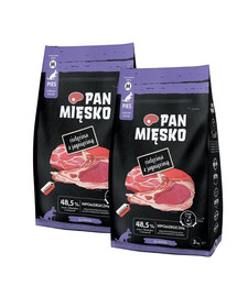 PAN MIĘSKO Cielęcina z jagnięciną dla seniorów chrupki M 2x3 kg