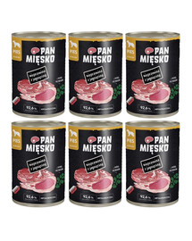 PAN MIĘSKO Wieprzowina z jagnięciną mokra karma dla psów 6x400 g