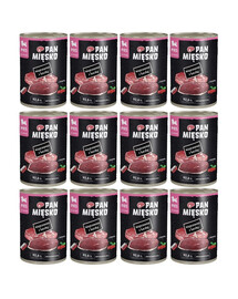 PAN MIĘSKO Wieprzowina z kaczką mokra karma dla szczeniąt 12x400 g