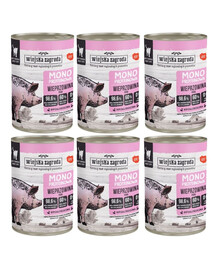 WIEJSKA ZAGRODA Monobiałkowa Wieprzowina mokra karma dla kotów 6x400 g