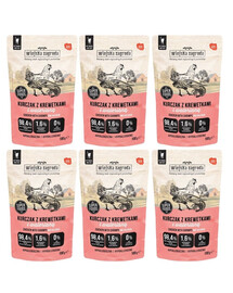 WIEJSKA ZAGRODA Superfoods Kurczak z krewetkami i walerianą mokra karma dla kota 6x100 g