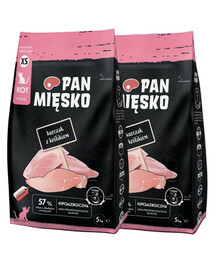 PAN MIĘSKO Kurczak z królikiem dla kociąt chrupki XS 2x5 kg