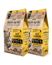 WIEJSKA ZAGRODA Indyk z jagnięciną karma dla psów chrupki M 2x9 kg