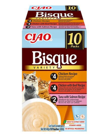 Cat Ciao Bisque Variety 10x40g mix zup krem z kurczakiem, wołowiną i rybą dla kotów
