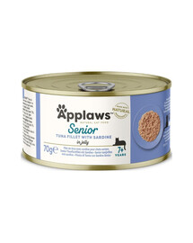 APPLAWS Cat Senior Tuna Fillet with Sardine in Jelly märgtoit eakatele kassidele 70 g Tuunifilee sardiiniga tarretises eakatele kassidele