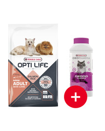VERSELE-LAGA Opti Life Adult Skin Care Mini dla ras małych z wrażliwą skórą Łosoś 7,5 kg + odświeżacz GRATIS