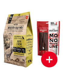 WIEJSKA ZAGRODA Indyk z gęsią chrupki M 9 kg + przysmak GRATIS