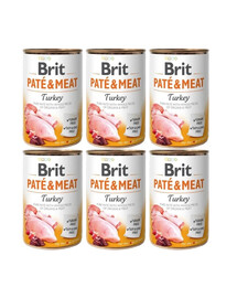 BRIT Pate&Meat turkey 6x400 g kalkunilihaga pasteet koerale