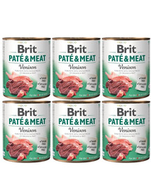 BRIT Pate&Meat venison 6x800 g ulukilihaga pasteet koerale