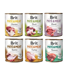 BRIT Pate & Meat Mix maitsete valik 6 × 800 g – pasteet koertele