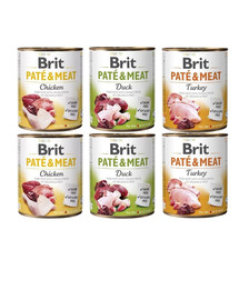 BRIT Pate & Meat linnulihaga maitsete valik 6 × 800 g – pasteet koertele