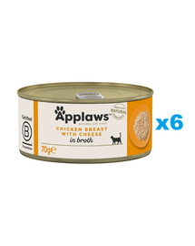 APPLAWS Cat Adult Chicken Breast with Cheese in Broth kana rind juustuga puljongis 6x70 g