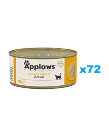 APPLAWS Cat Adult Chicken Breast in Broth kanafilee puljongis 72x156 g